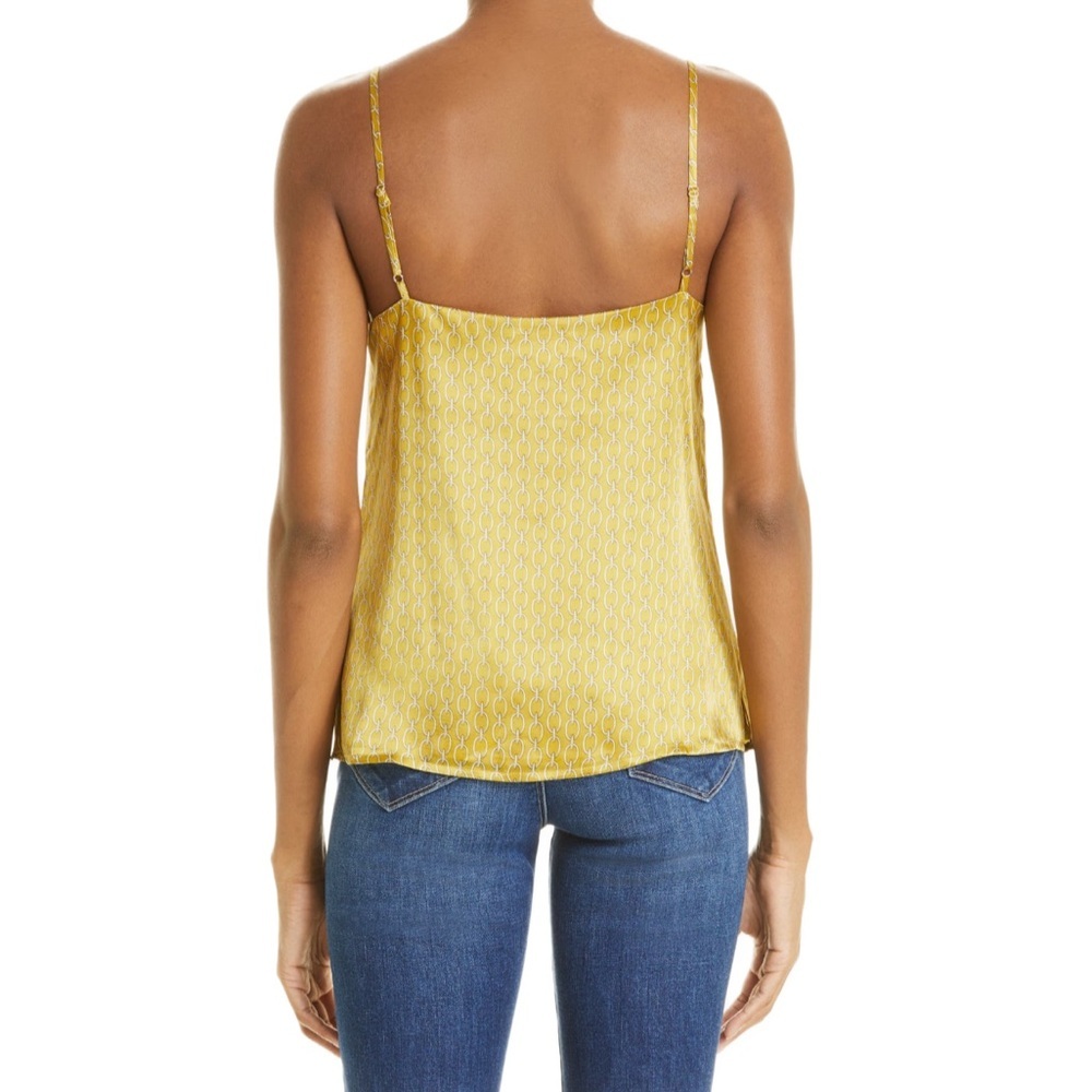 NEW L'AGENCE Jane Chain Print Silk Camisole in Goldchamp Size XL - Picture 3 of 6